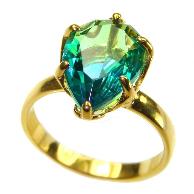 Brazilian Tourmaline 18K Gold over .925 Sterling Silver Perfectly handcrafted Ring s. 8 1/4