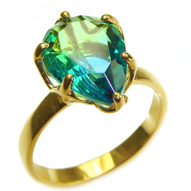 Brazilian Tourmaline 18K Gold over .925 Sterling Silver Perfectly handcrafted Ring s. 8 1/4