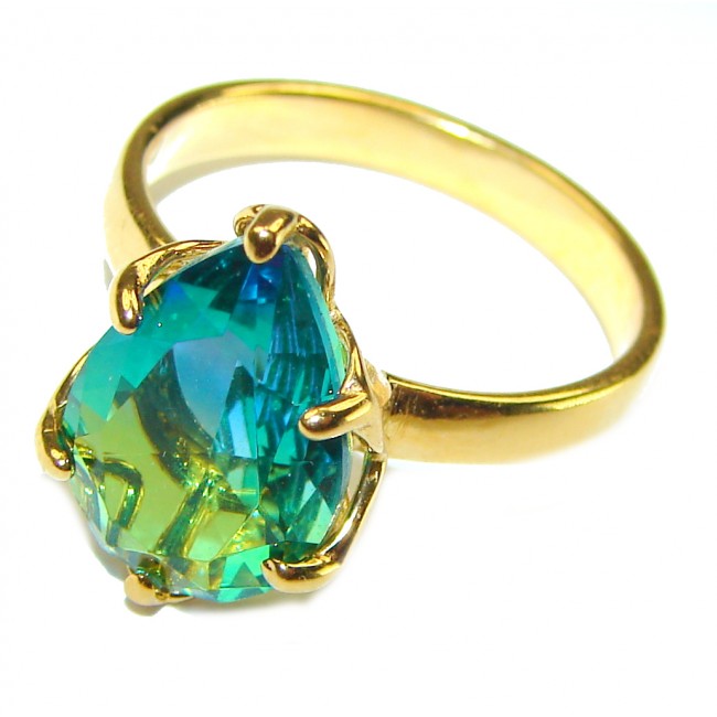 Brazilian Tourmaline 18K Gold over .925 Sterling Silver Perfectly handcrafted Ring s. 8 1/4