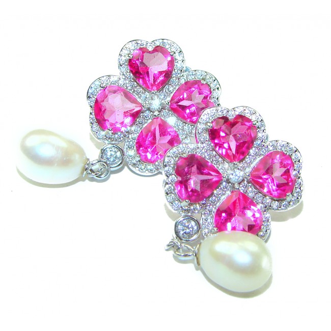 A Spark of Sweetness Hot Pink Sapphire .925 Sterling Silver handcrafted earrings