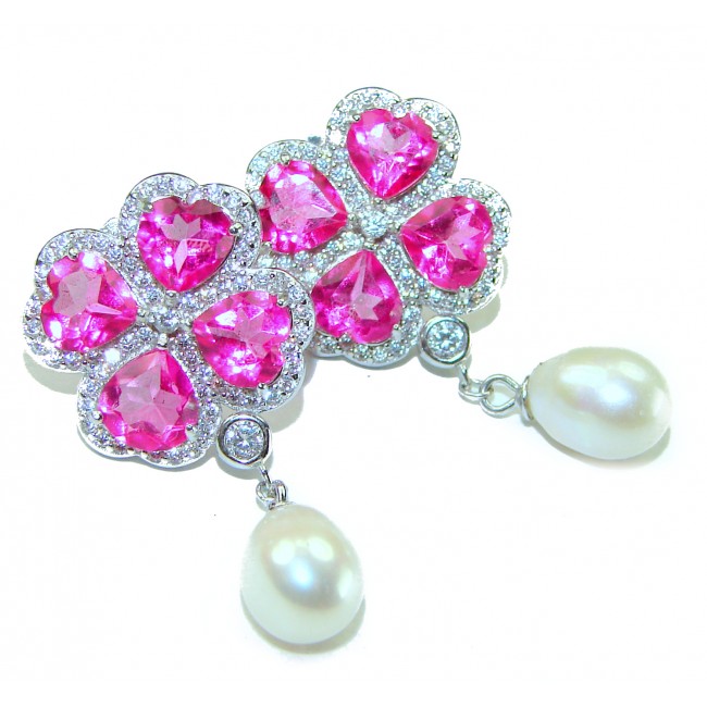 A Spark of Sweetness Hot Pink Sapphire .925 Sterling Silver handcrafted earrings