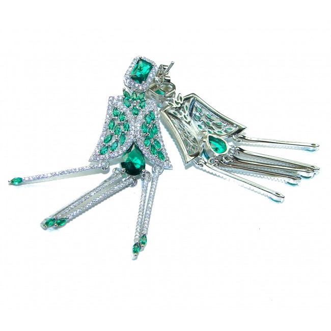 Endless Beauty Emerald .925 Sterling Silver handcrafted Statement earrings