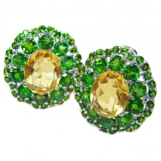 Antoinette Authentic Citrine Emerald .925 Sterling Silver handcrafted Statement earrings