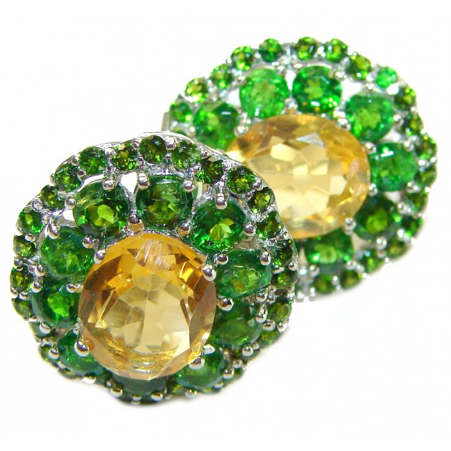 Antoinette Authentic Citrine Emerald .925 Sterling Silver handcrafted Statement earrings