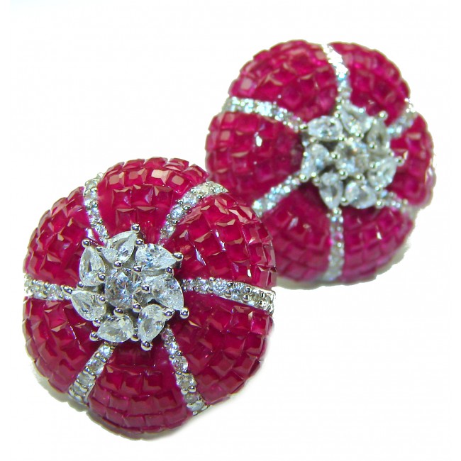 Born to Glam floral-inspired authentic Ruby .925 Sterling Silver handcrafted earrings