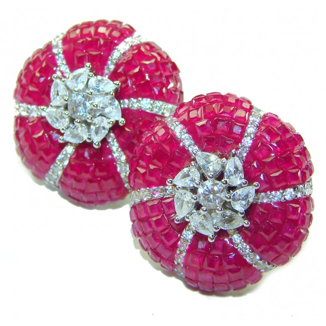 Born to Glam floral-inspired authentic Ruby .925 Sterling Silver handcrafted earrings