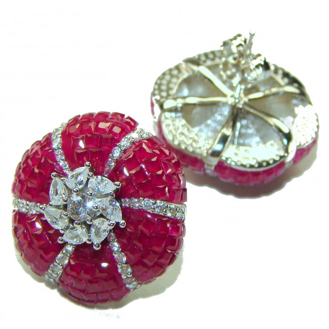 Born to Glam floral-inspired authentic Ruby .925 Sterling Silver handcrafted earrings