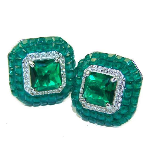 Incredible genuine Emerald .925 Sterling Silver handcrafted Earrings