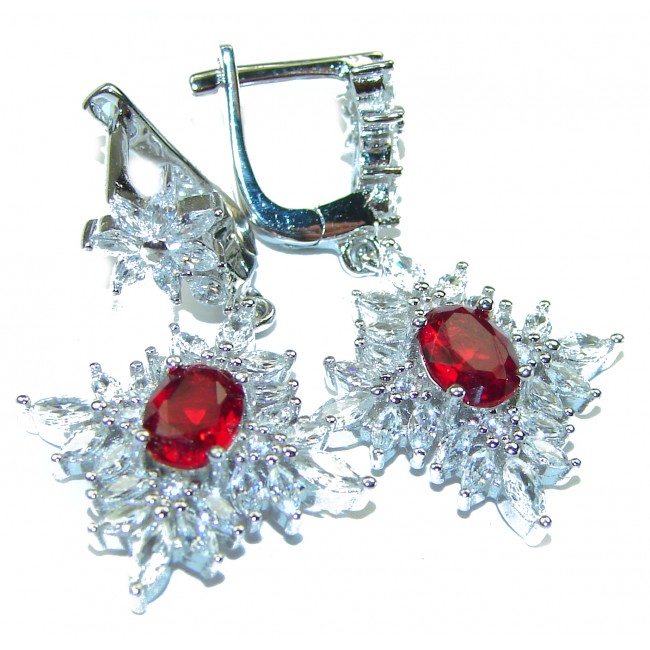 Red Brilliance 3.5 carat Ruby .925 Sterling Silver handcrafted earrings