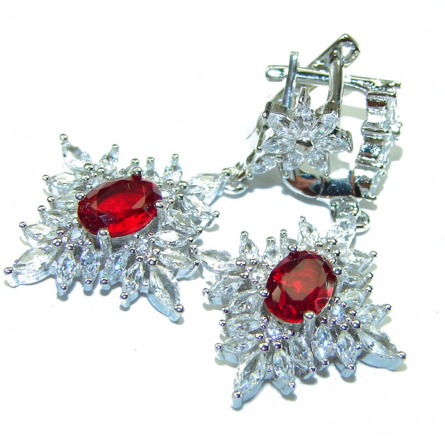 Red Brilliance 3.5 carat Ruby .925 Sterling Silver handcrafted earrings