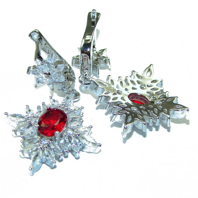 Red Brilliance 3.5 carat Ruby .925 Sterling Silver handcrafted earrings