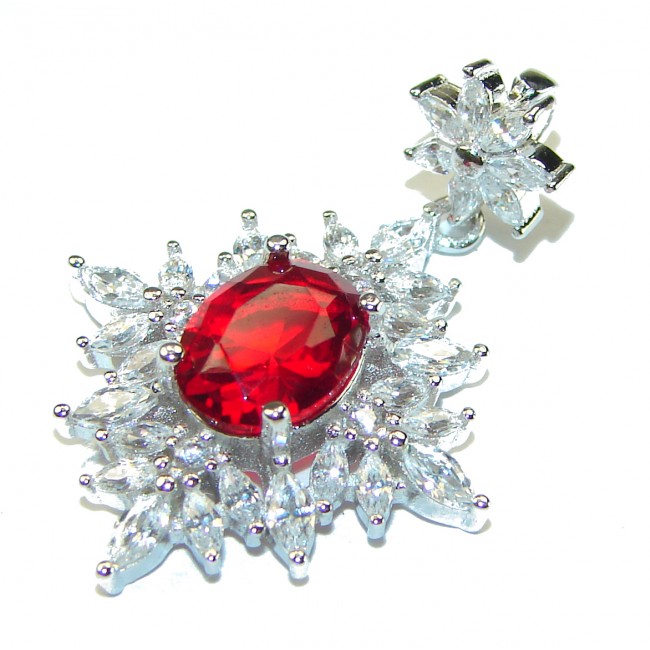 Red Brilliance 3.5 carat Ruby .925 Sterling Silver handmade Pendant