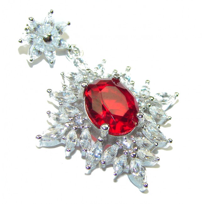 Red Brilliance 3.5 carat Ruby .925 Sterling Silver handmade Pendant