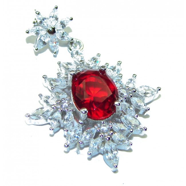 Red Brilliance 3.5 carat Ruby .925 Sterling Silver handmade Pendant