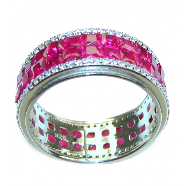 Born to Glam authentic Ruby .925 Silver handcrafted Eternity Ring s. 7 1/2