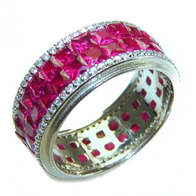 Born to Glam authentic Ruby .925 Silver handcrafted Eternity Ring s. 7 1/2