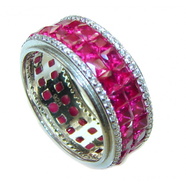 Born to Glam authentic Ruby .925 Silver handcrafted Eternity Ring s. 7 1/2