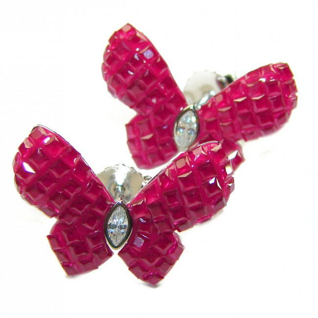 Real Beauty Ruby Bees .925 Sterling Silver handcrafted earrings