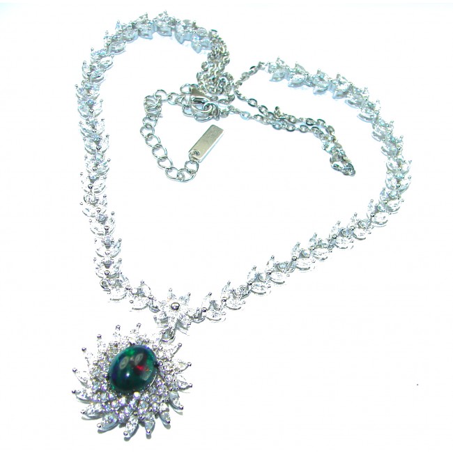 Luxurious Black Opal .925 Sterling Silver handmade Necklace