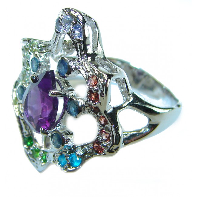 Purple Melody Amethyst .925 Sterling Silver Handcrafted Ring size 9 1/4