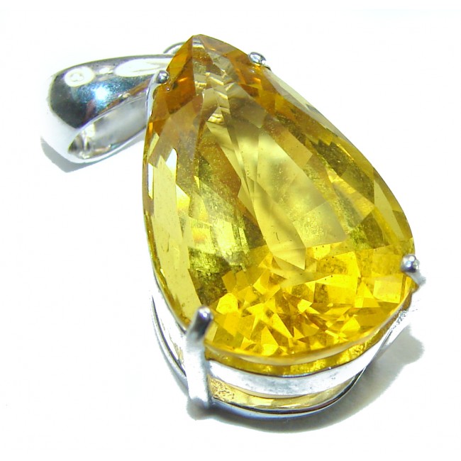 Golden Drop 14.3 carat Lemon Quartz .925 Sterling Silver handcrafted pendant