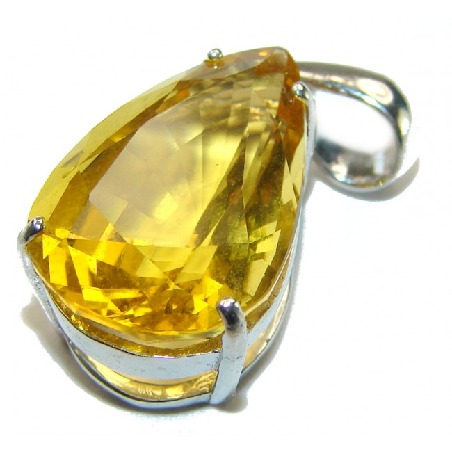 Golden Drop 14.3 carat Lemon Quartz .925 Sterling Silver handcrafted pendant