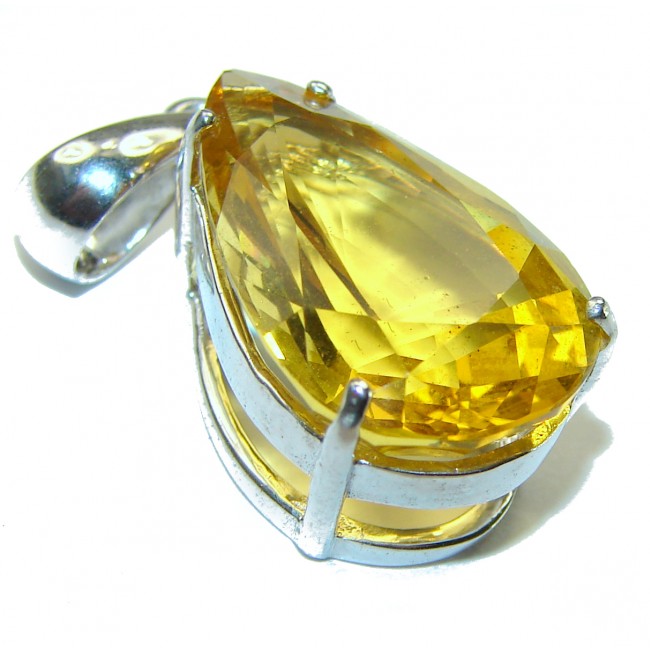 Golden Drop 14.3 carat Lemon Quartz .925 Sterling Silver handcrafted pendant