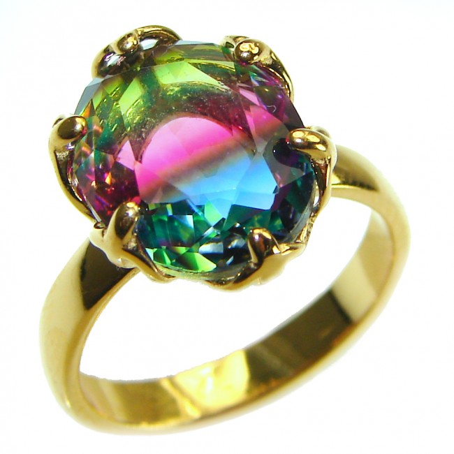 Brazilian Tourmaline 14K Gold over .925 Sterling Silver Perfectly handcrafted Ring s. 6