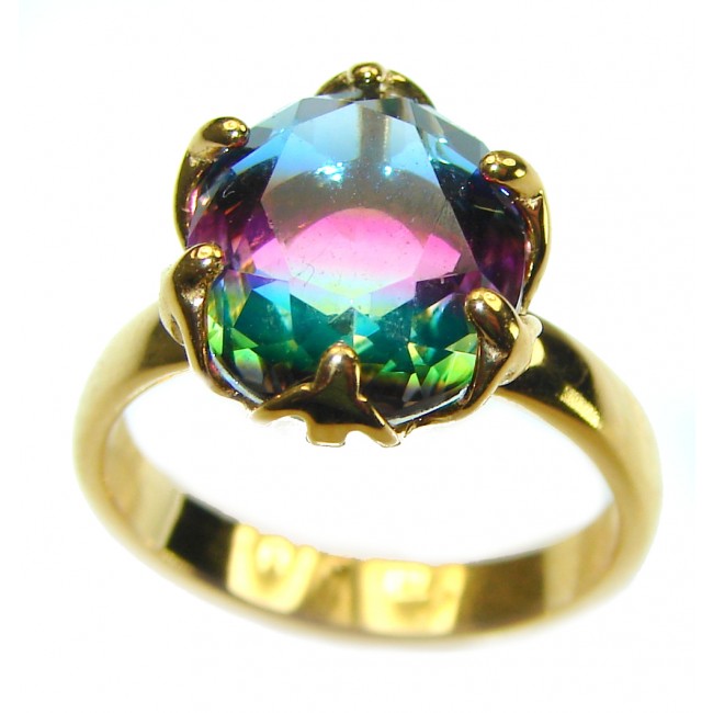 Brazilian Tourmaline 14K Gold over .925 Sterling Silver Perfectly handcrafted Ring s. 6