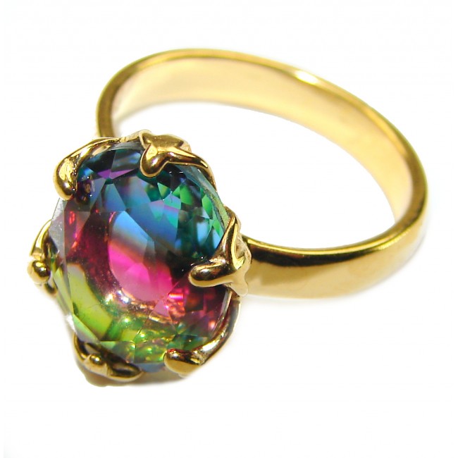 Brazilian Tourmaline 14K Gold over .925 Sterling Silver Perfectly handcrafted Ring s. 6