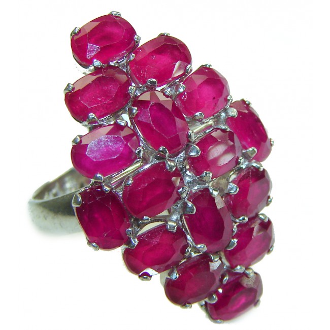 Bella Rosa authentic Ruby .925 Sterling Silver handcrafted Statement Large Cocktail Ring s. 7 1/4