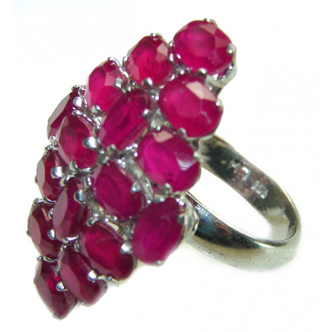 Bella Rosa authentic Ruby .925 Sterling Silver handcrafted Statement Large Cocktail Ring s. 7 1/4