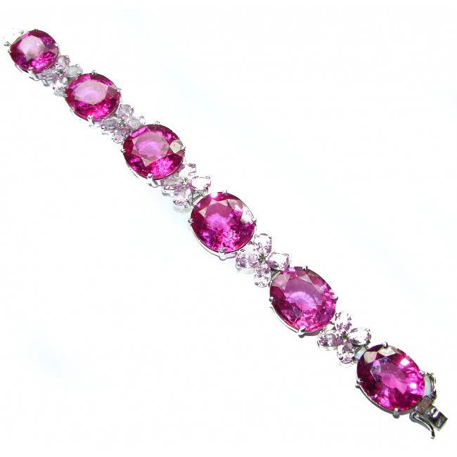 Luxurious 120.4 carat Riviera Pink Sapphire .925 Sterling Silver handcrafted Bracelet