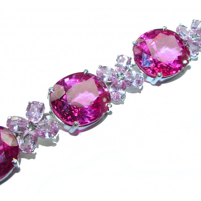 Luxurious 120.4 carat Riviera Pink Sapphire .925 Sterling Silver handcrafted Bracelet