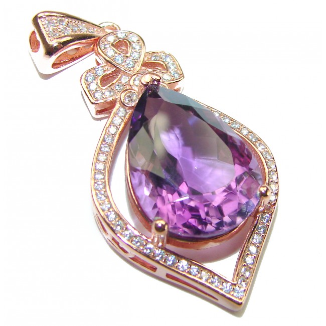 Vintage Design Amethyst 18K Gold over .925 Sterling Silver handcrafted Pendant