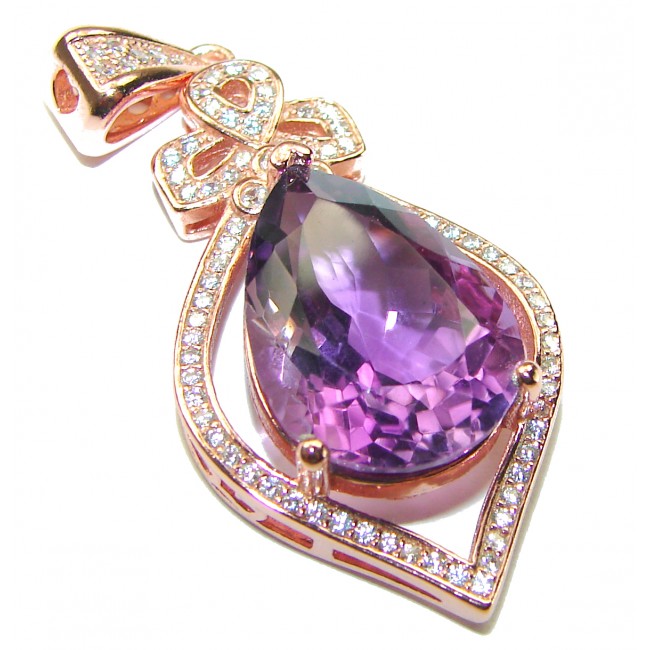 Vintage Design Amethyst 18K Gold over .925 Sterling Silver handcrafted Pendant