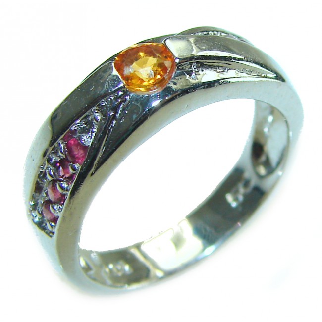 Authentic Citrine .925 Sterling Silver handmade Cocktail Ring s. 7