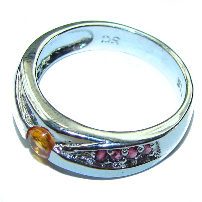 Authentic Citrine .925 Sterling Silver handmade Cocktail Ring s. 7