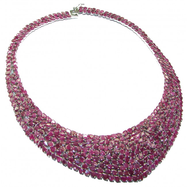 Mademoiselle natural Ruby .925 Sterling Silver handmade Statement necklace