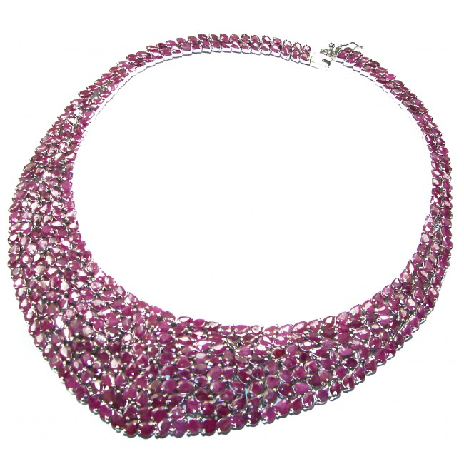 Mademoiselle natural Ruby .925 Sterling Silver handmade Statement necklace