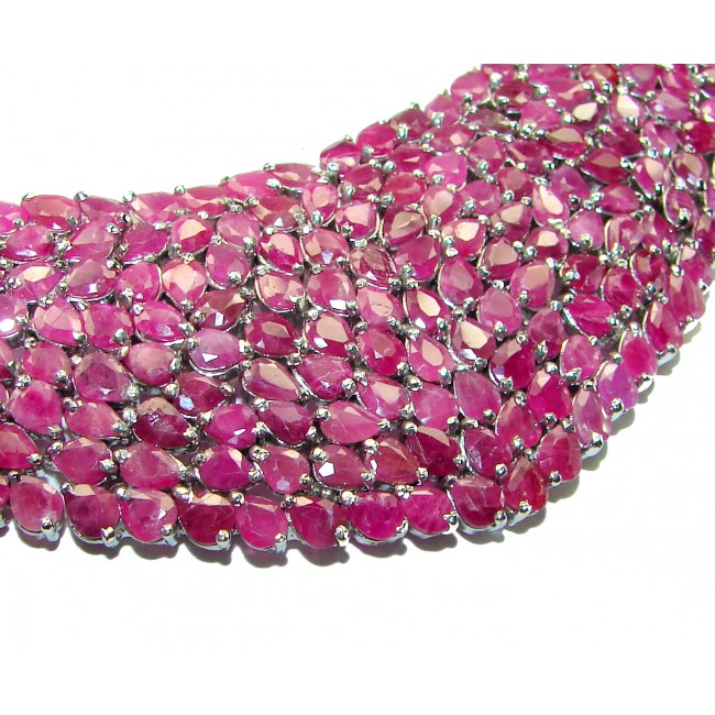 Mademoiselle natural Ruby .925 Sterling Silver handmade Statement necklace