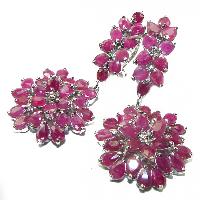 Mademoiselle natural Ruby .925 Sterling Silver handmade Statement earrings