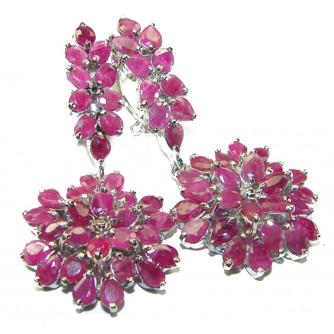 Mademoiselle natural Ruby .925 Sterling Silver handmade Statement earrings