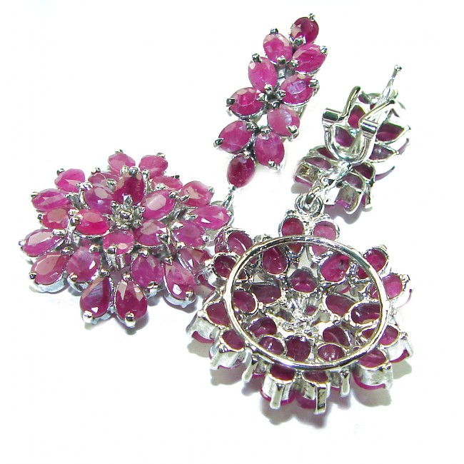 Mademoiselle natural Ruby .925 Sterling Silver handmade Statement earrings