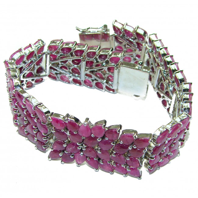 Mademoiselle natural Ruby .925 Sterling Silver handmade Statement Bracelet