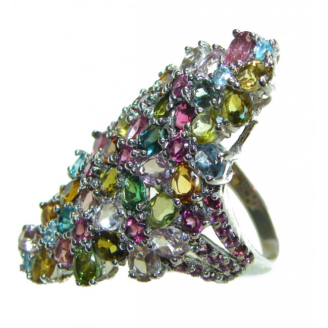 Precious Watermelon Tourmaline .925 Sterling Silver Handcrafted Ring size 8