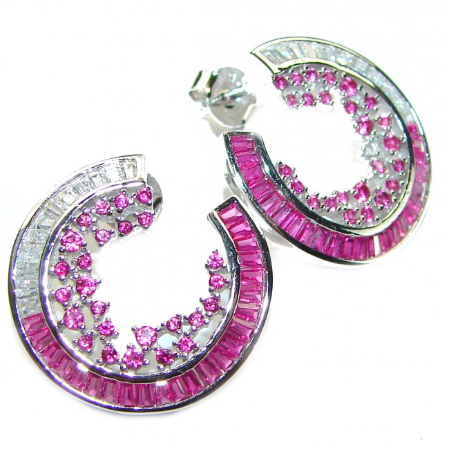 Sophisticated design Authentic Ruby .925 Sterling Silver handcrafted earrings