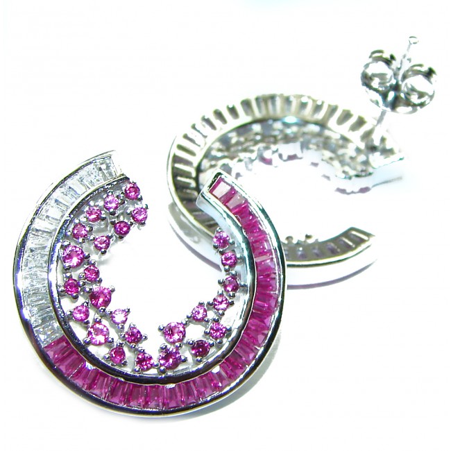 Sophisticated design Authentic Ruby .925 Sterling Silver handcrafted earrings