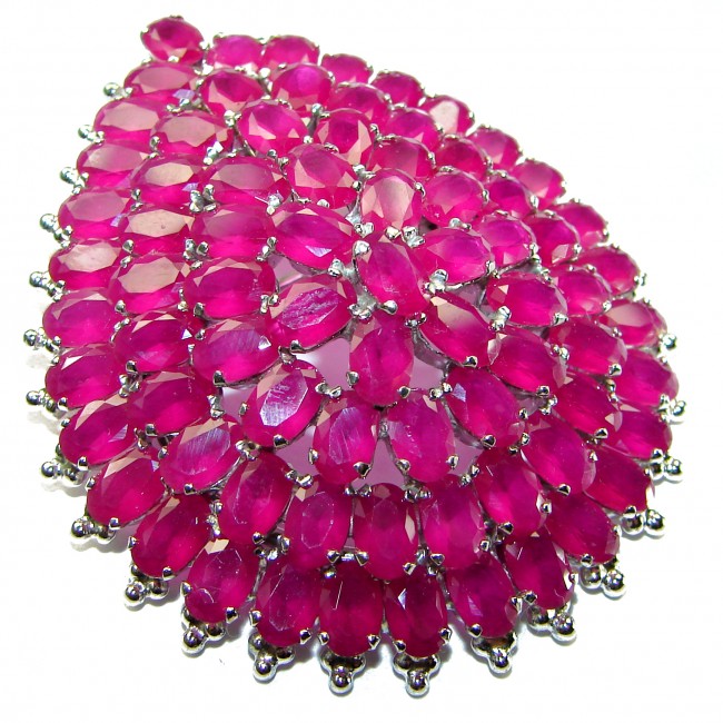 Outstanding Beauty genuine Ruby .925 Sterling Silver handmade Large Pendant and Brooch