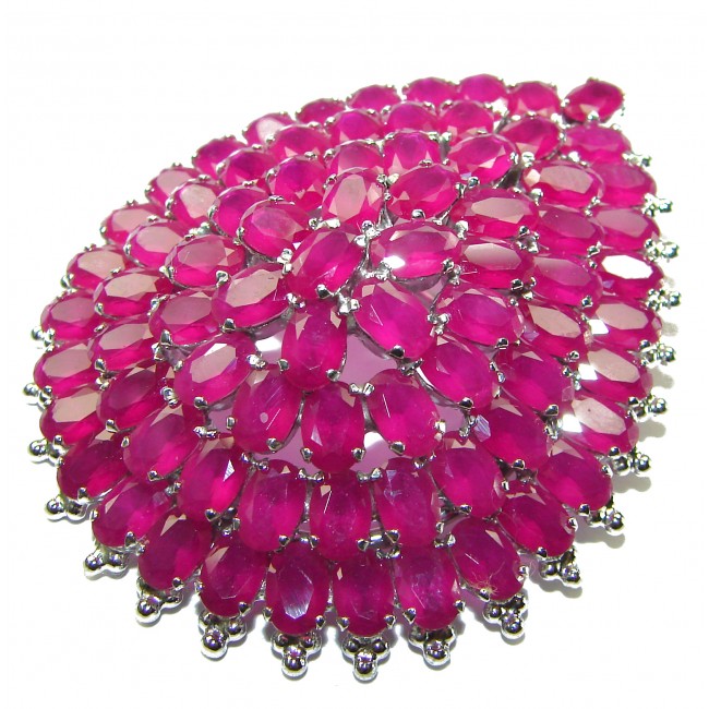 Outstanding Beauty genuine Ruby .925 Sterling Silver handmade Large Pendant and Brooch